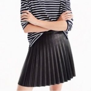 J. Crew Faux Leather Pleated Skirt in Navy Sz 10